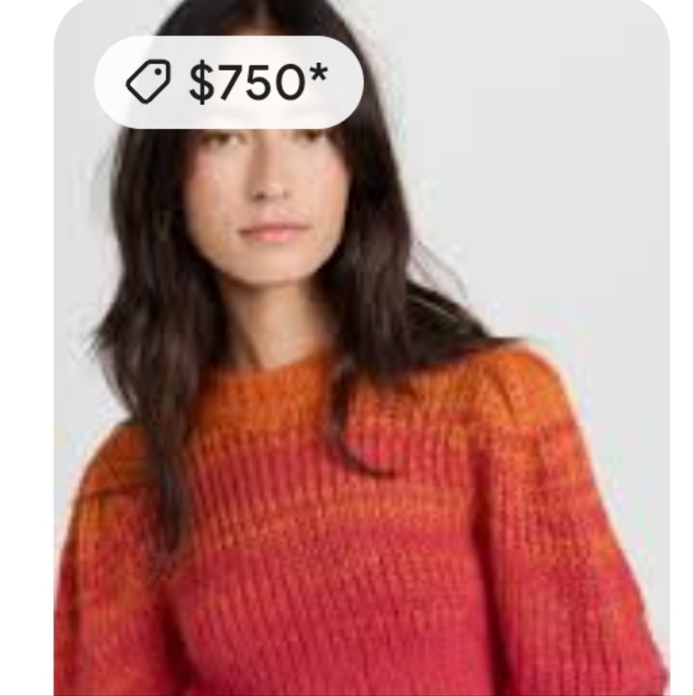 Ulla Johnson Rosalia Pullover Gradient Red Sweate… - image 3